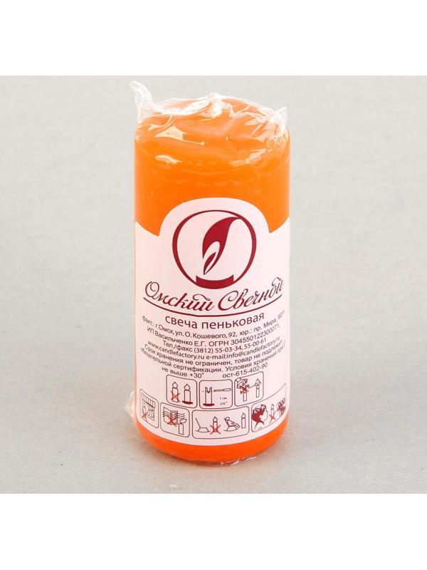 Свеча - цилиндр, 4х9 см, 11 ч, 90 г, оранжевая