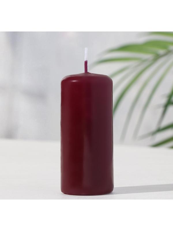 Свеча - цилиндр, 4х9 см, 11 ч, 90 г, бордовая