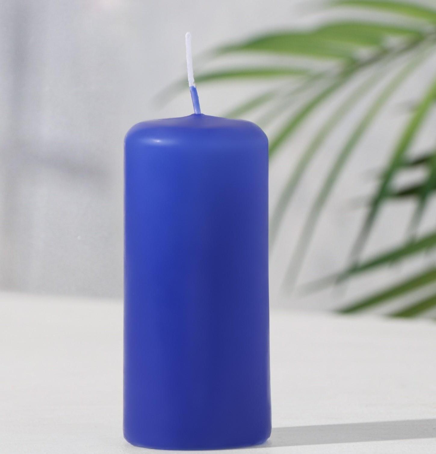 Свеча - цилиндр, 4х9 см, 11 ч, 90 г, синий
