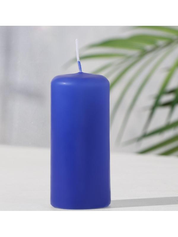 Свеча - цилиндр, 4х9 см, 11 ч, 90 г, синий