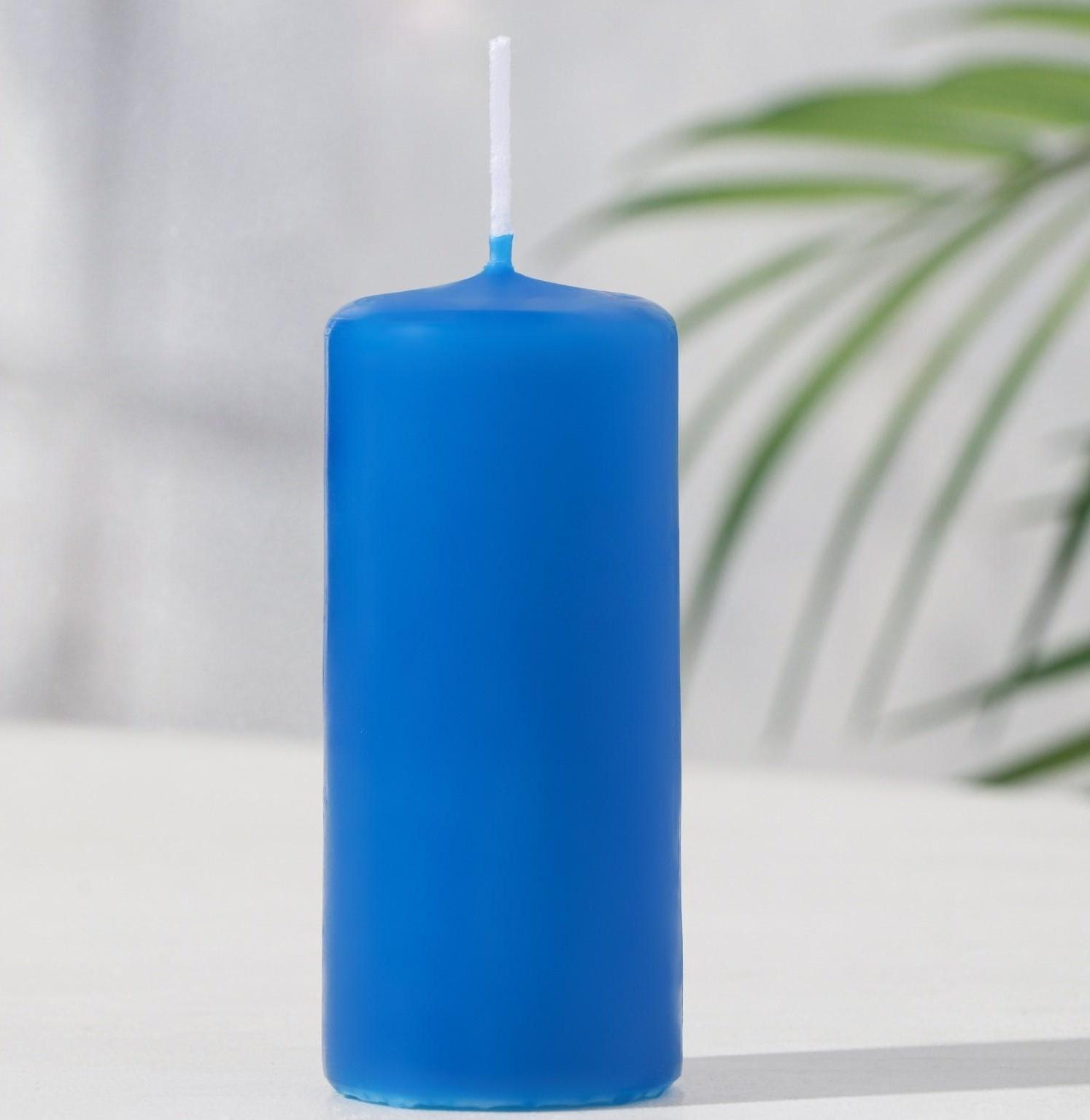 Свеча - цилиндр, 4х9 см, 11 ч, 90 г, синяя