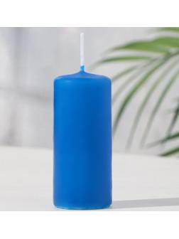 Свеча - цилиндр, 4х9 см, 11 ч, 90 г, синяя