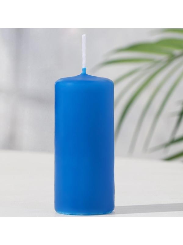Свеча - цилиндр, 4х9 см, 11 ч, 90 г, синяя