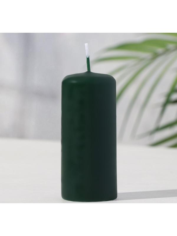 Свеча - цилиндр, 4х9 см, 11 ч, 90 г, темно-зеленая