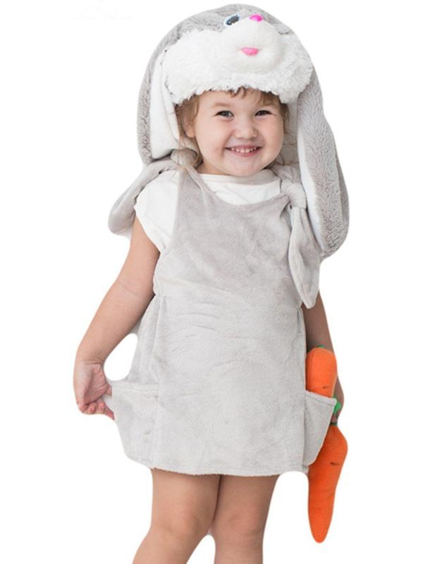 Детский карнавальный костюм «Заюша», шапка, платье, мягконабивная морковка, 1-2 года, рост 92 см