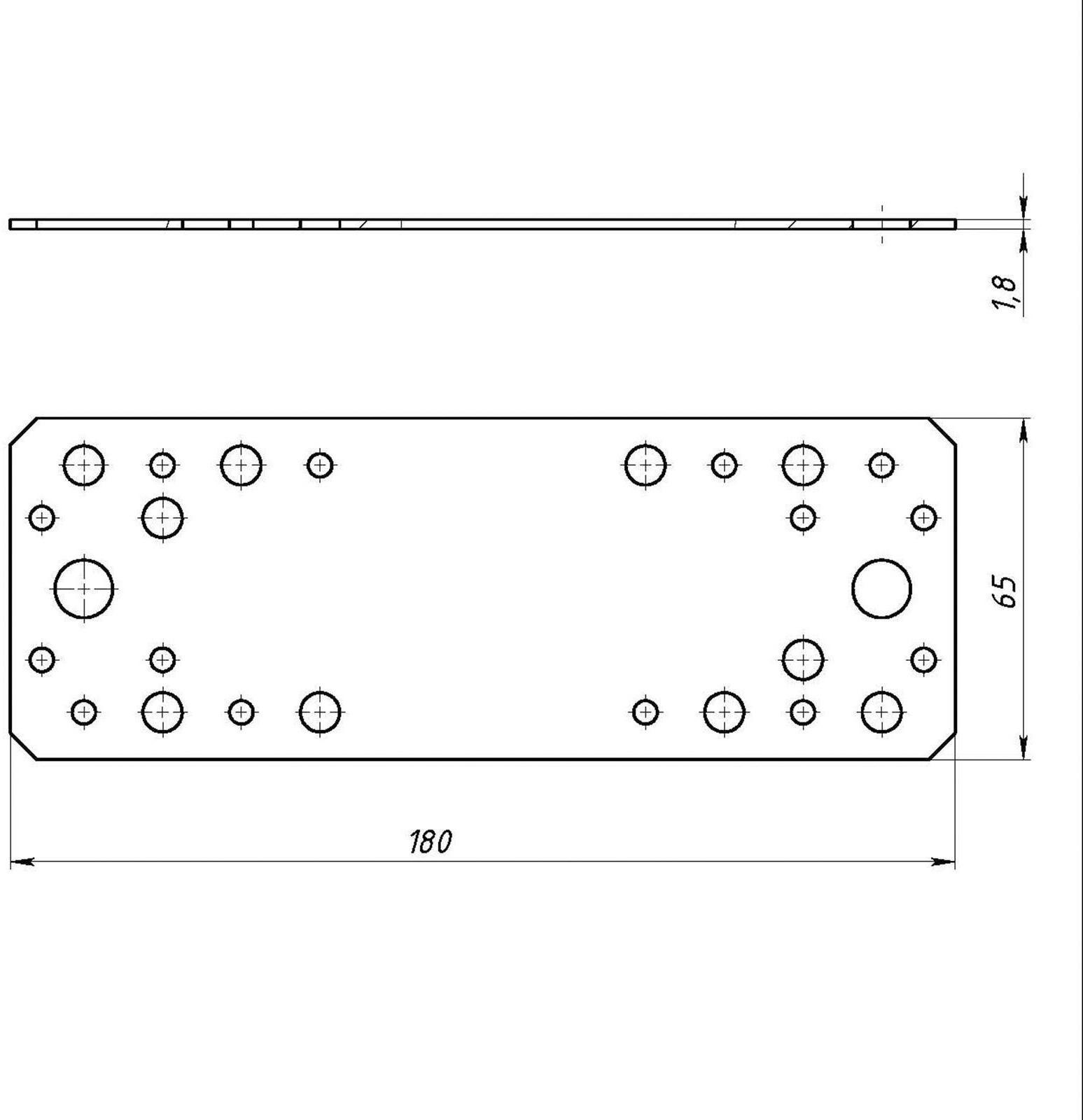 Пластина крепёжная, 180 х 65 х 2 мм, ГОЦ