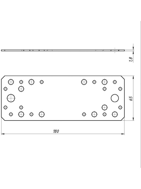 Пластина крепёжная, 180 х 65 х 2 мм, ГОЦ