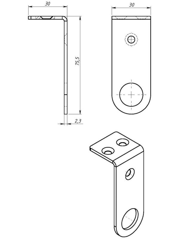 Пробой-ушко, 30 х 75 мм, гнутое, оцинкованное