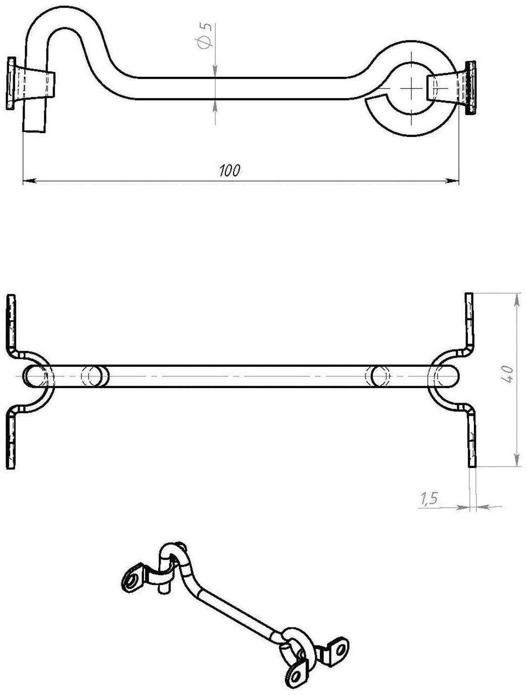 Крючок ветровой КР-100, покрытие цинк
