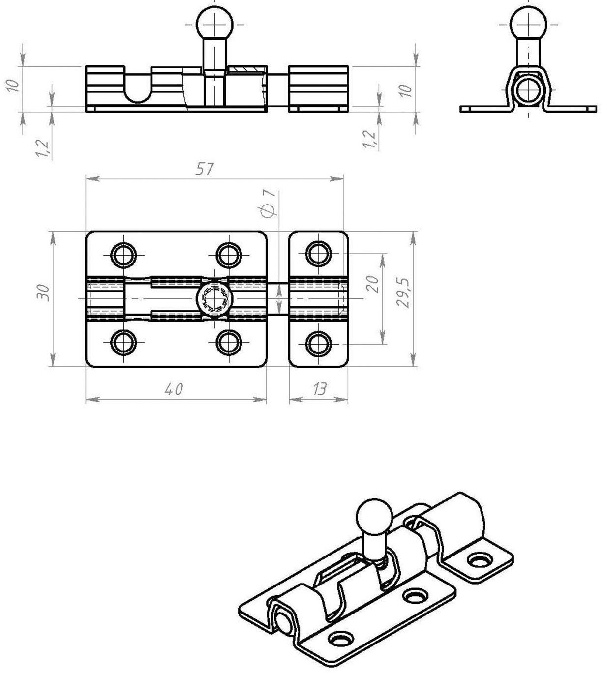 Задвижка накладная ЗТ-4, покрытие цинк