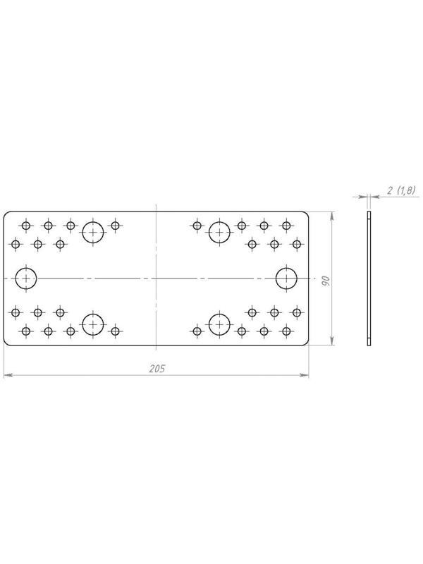 Пластина крепёжная, 210 х 90 х 2 мм, ГОЦ