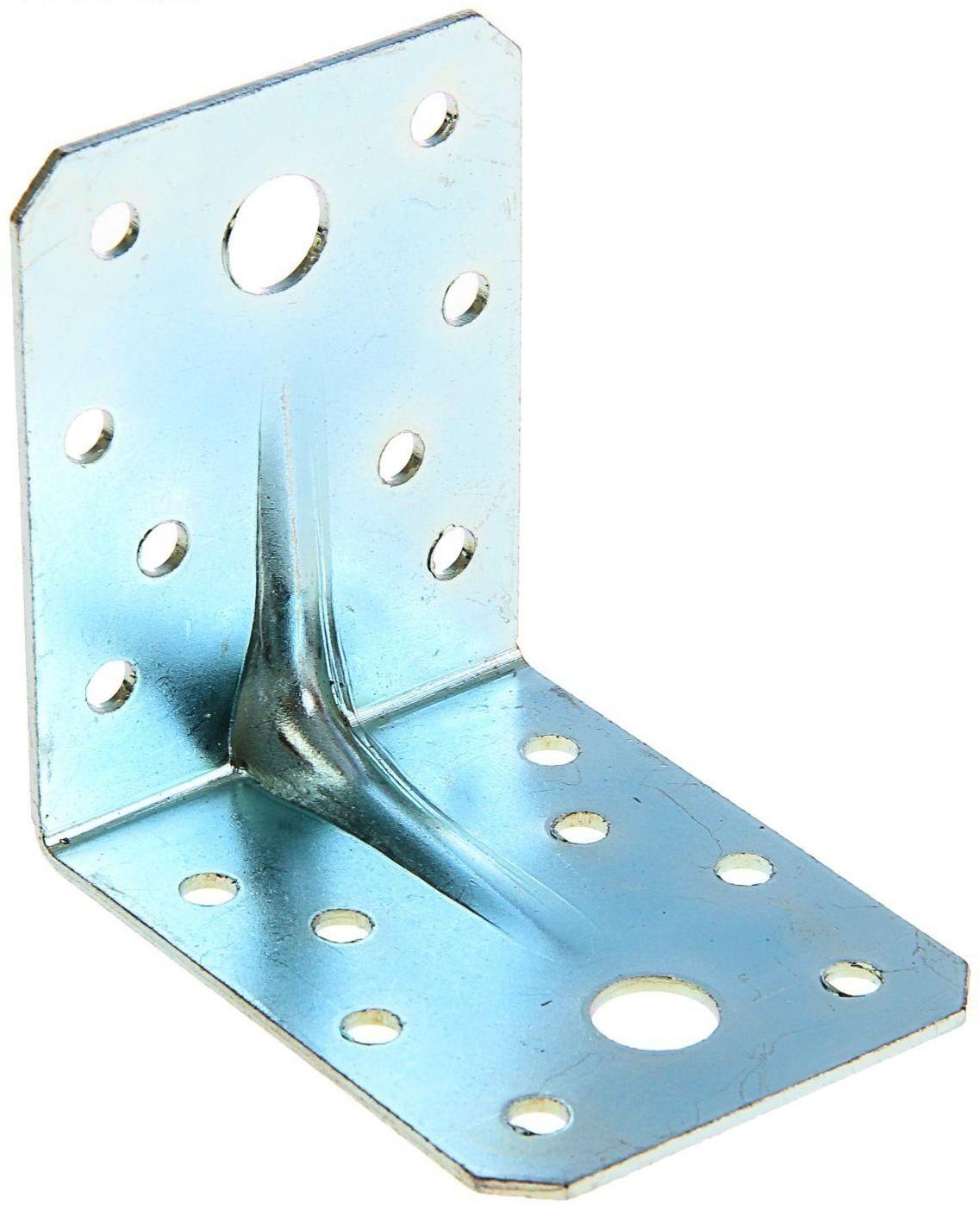 Уголок крепёжный усиленный 70х70х55х2 мм, оцинкованный , в упаковке 40 шт