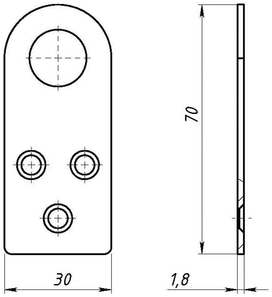 Пробой-ушко, 30 х 70 мм, оцинкованное