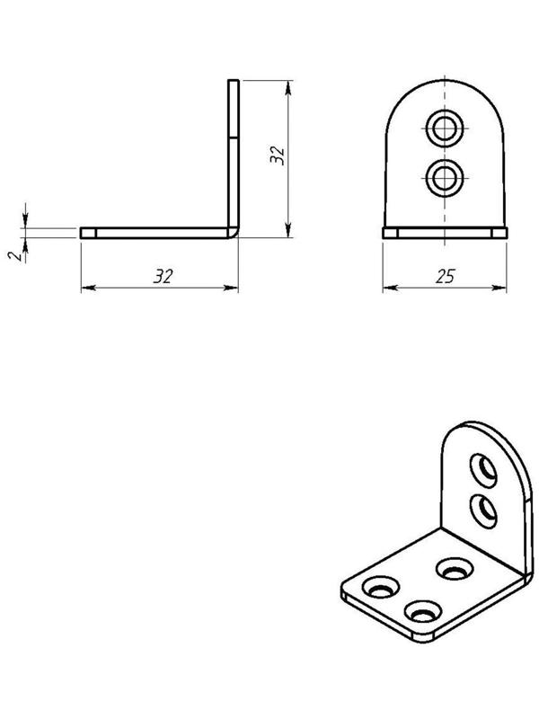 Уголок мебельный, 32х32х25х2 мм, цинк, в упаковке 300 шт.