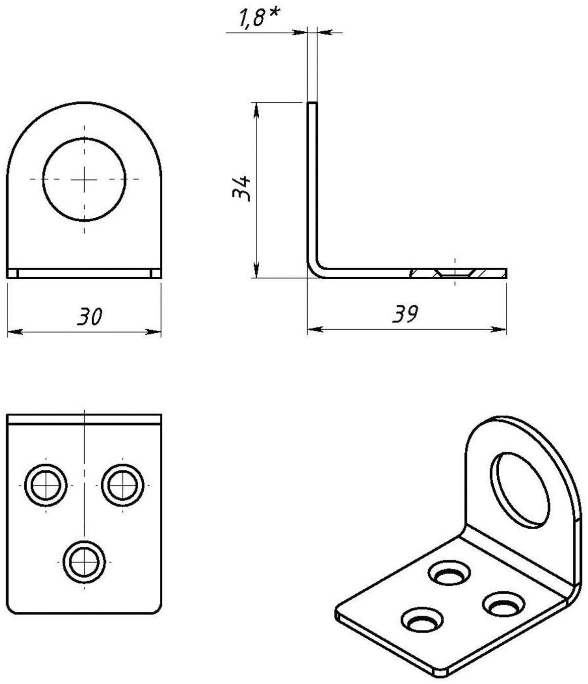 Пробой-ушко, 30 х 70 мм, гнутое, оцинкованное, крупная фасовка
