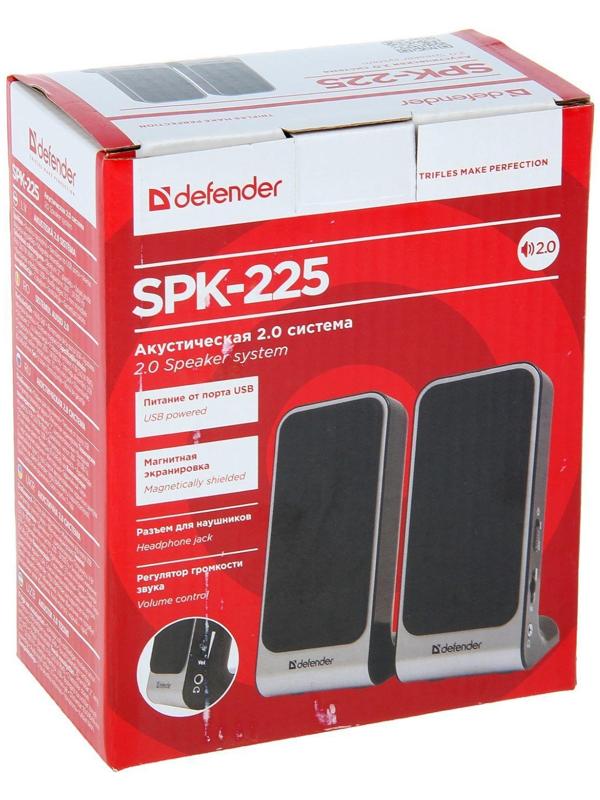 Компьютерные колонки 2.0 DEFENDER SPK-225, 2х2Вт, USB, черно-серые