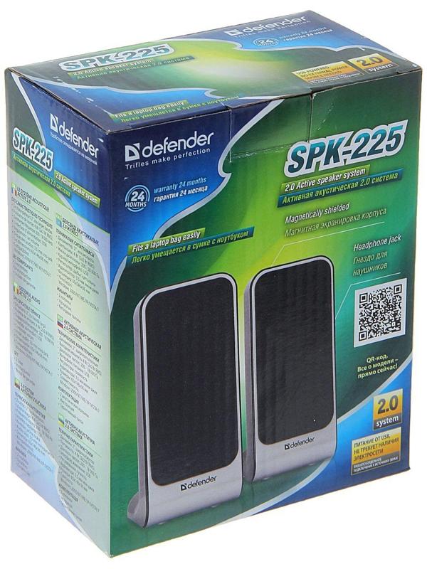 Компьютерные колонки 2.0 DEFENDER SPK-225, 2х2Вт, USB, черно-серые