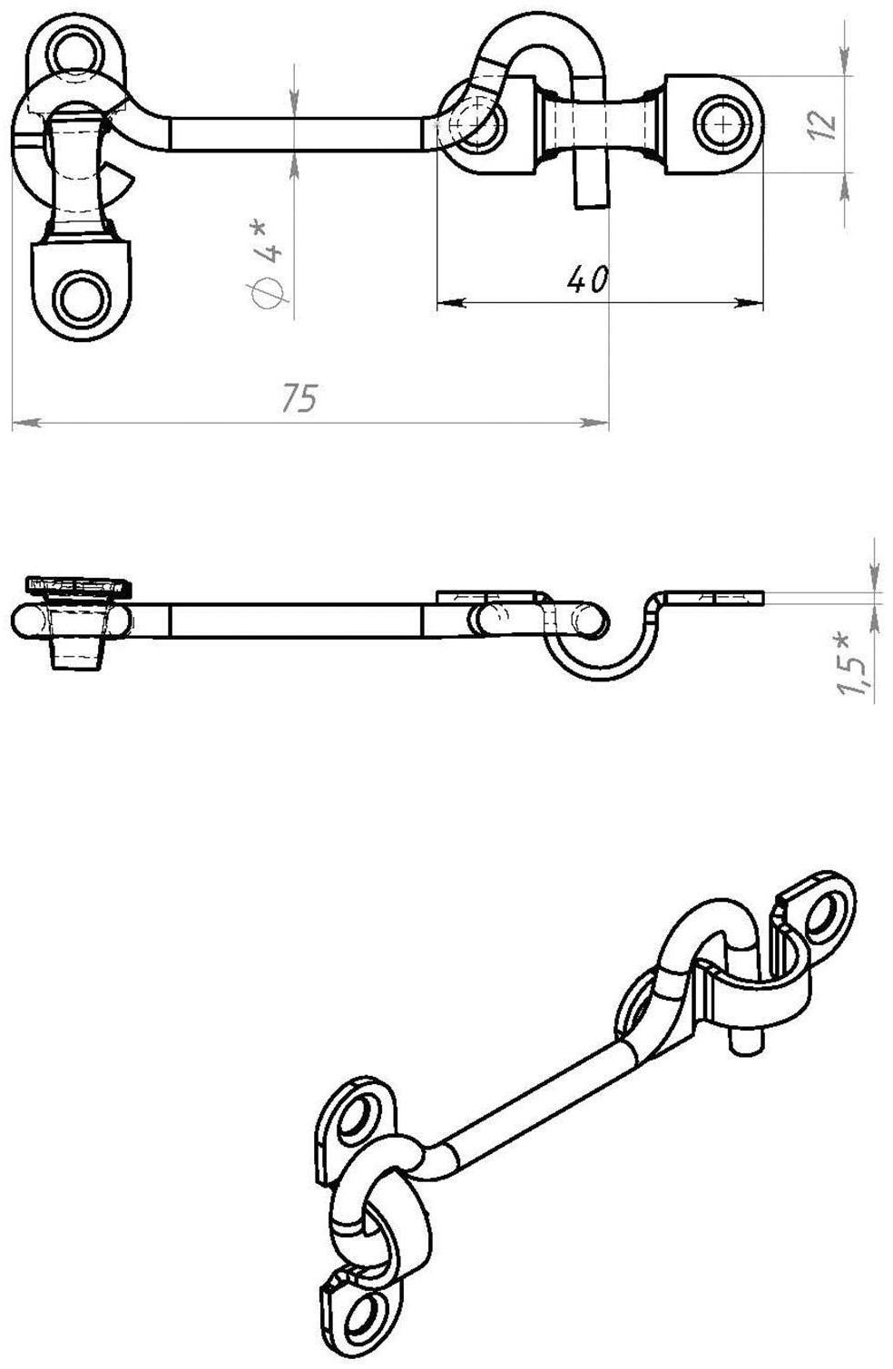 Крючок ветровой КР-75, покрытие цинк