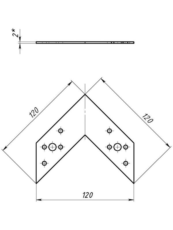 Соединитель угловой, 120х120 мм, ГОЦ, в упаковке 60 шт.