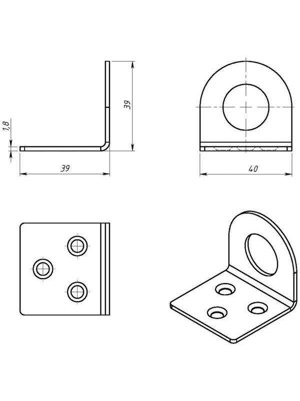 Пробой-ушко, гнутое, 40х75 мм, цинк, в упаковке 200 шт.