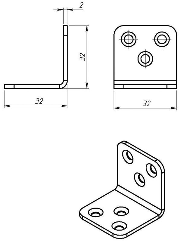 Уголок мебельный 32 х 32 мм, оцинкованный, крупная фасовка