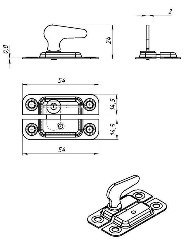 Завертка форточная ЗФ-1, покрытие полимер