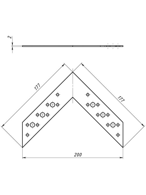 Соединитель угловой, 175х175х2 мм, ГОЦ, в упаковке 40 шт.