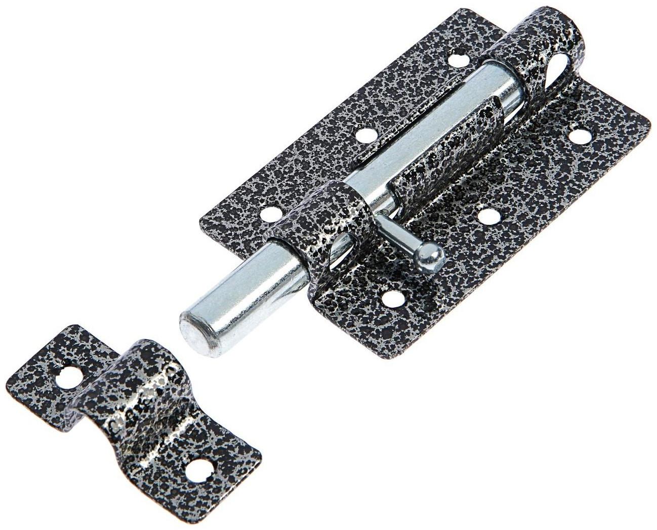 Задвижка дверная ЗД-08, покрытие полимер, серебряная