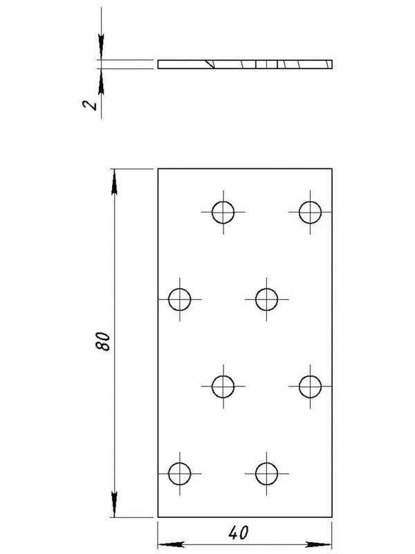 Пластина крепёжная  40х80х2,0 цинк, 100 шт.