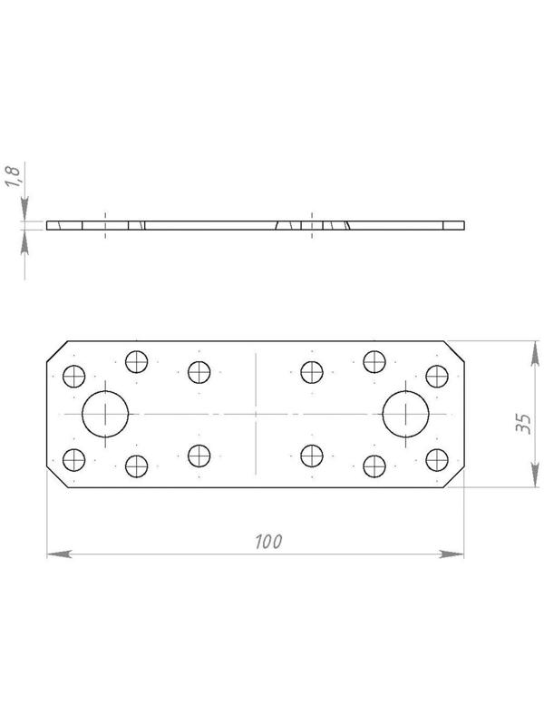 Пластина крепёжная, 100 х 35 х 2 мм, ГОЦ