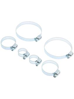 Набор червячных хомутов ТУНДРА krep, d=7-16, 13-32, 33-57 мм, оцинкованные, 6 шт