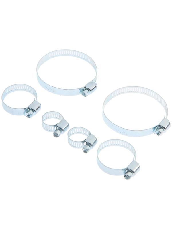 Набор червячных хомутов ТУНДРА krep, d=7-16, 13-32, 33-57 мм, оцинкованные, 6 шт