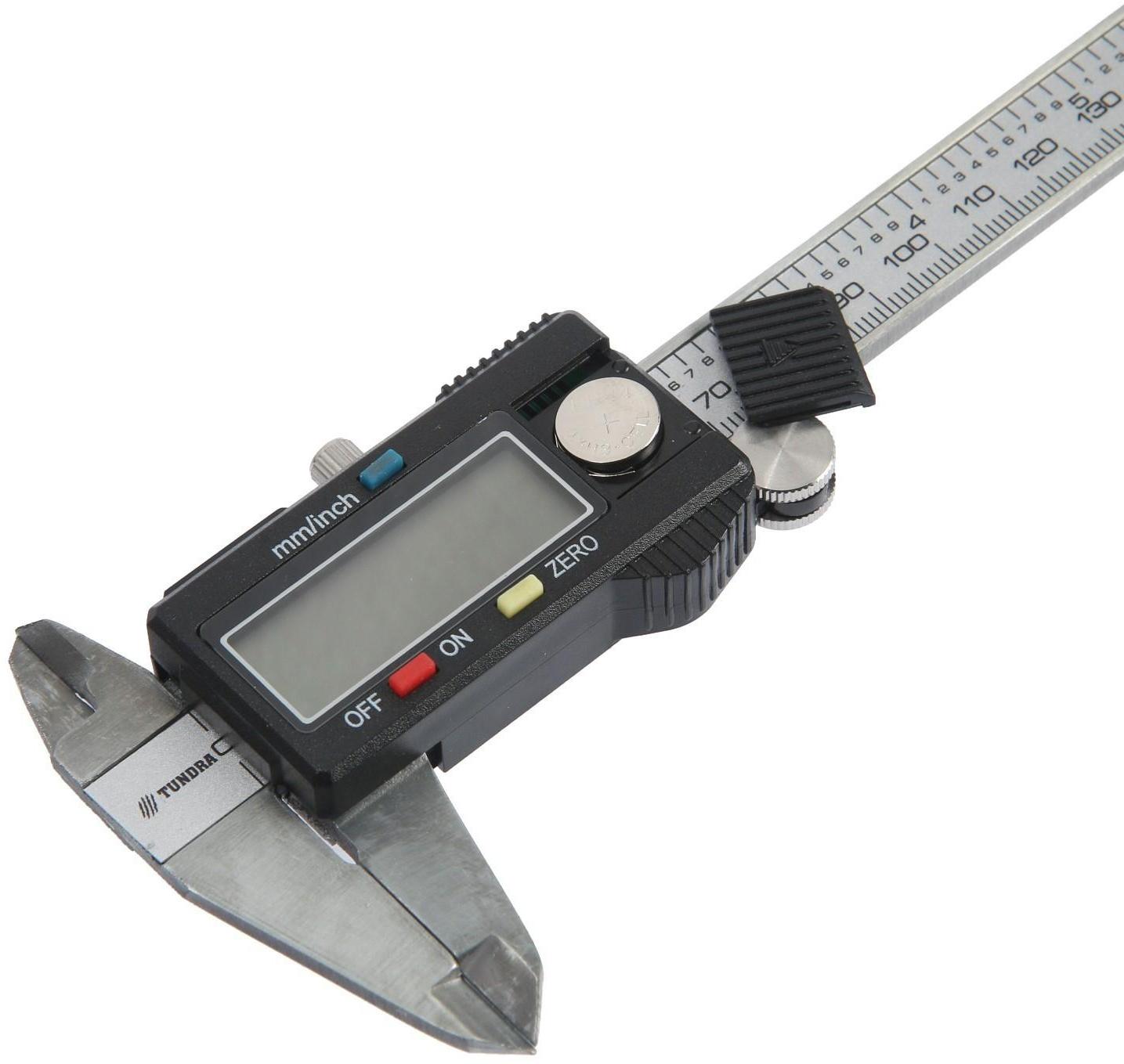 Штангенциркуль электронный ТУНДРА, металлический, с глубиномером, 150 мм