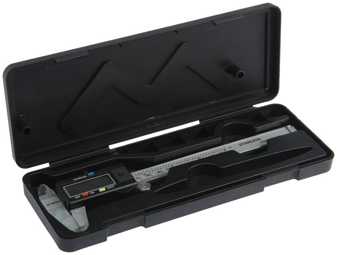 Штангенциркуль электронный ТУНДРА, металлический, с глубиномером, 150 мм