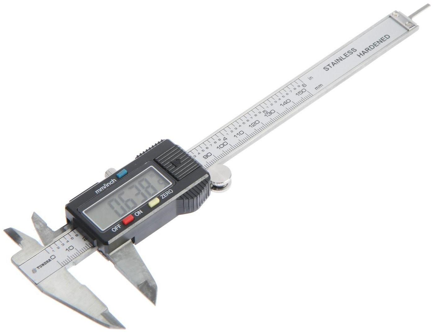 Штангенциркуль электронный ТУНДРА, металлический, с глубиномером, 150 мм