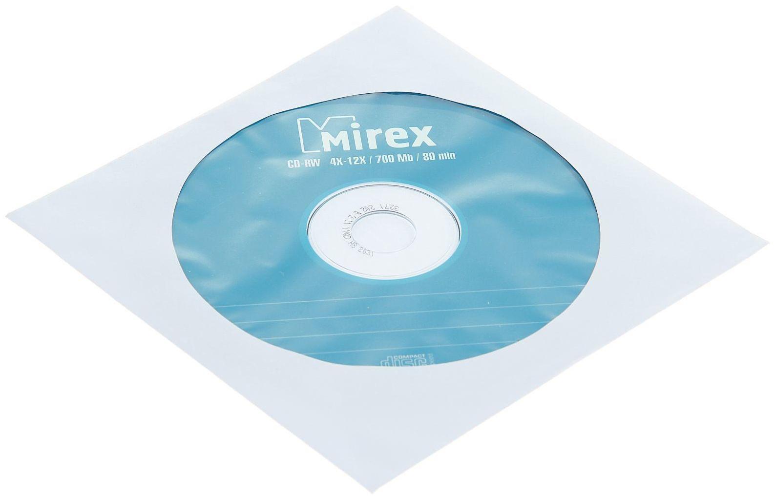 Диск CD-RW Mirex, 4-12x, 700 Мб, конверт, 1 шт