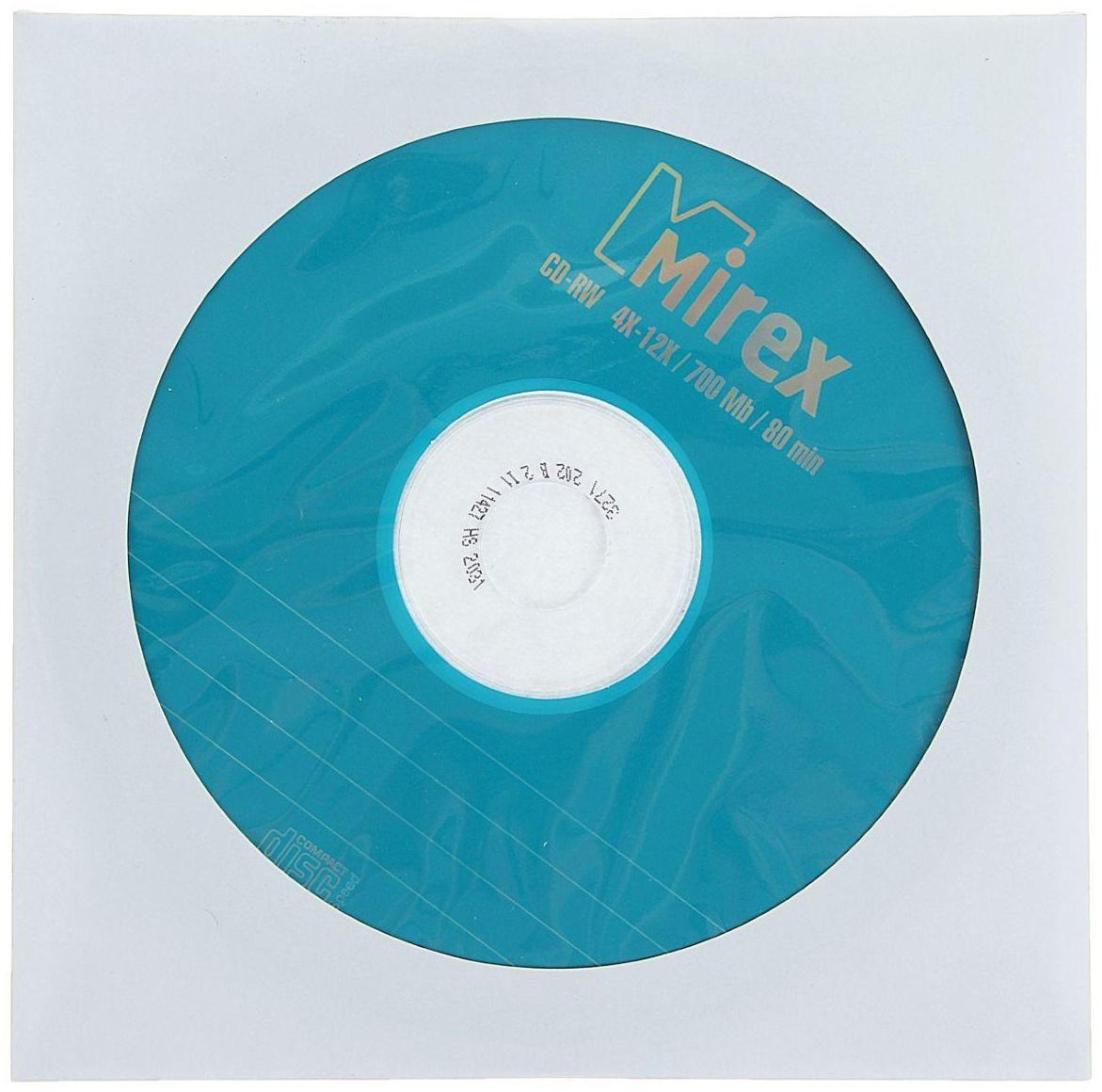 Диск CD-RW Mirex, 4-12x, 700 Мб, конверт, 1 шт