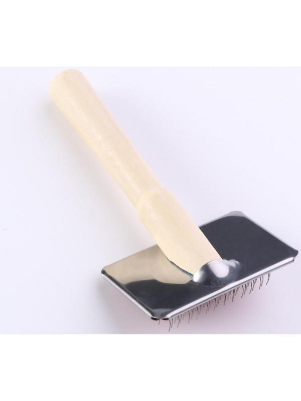 Пуходерка Wood малая без капель, деревянная ручка, 6 х 12 см