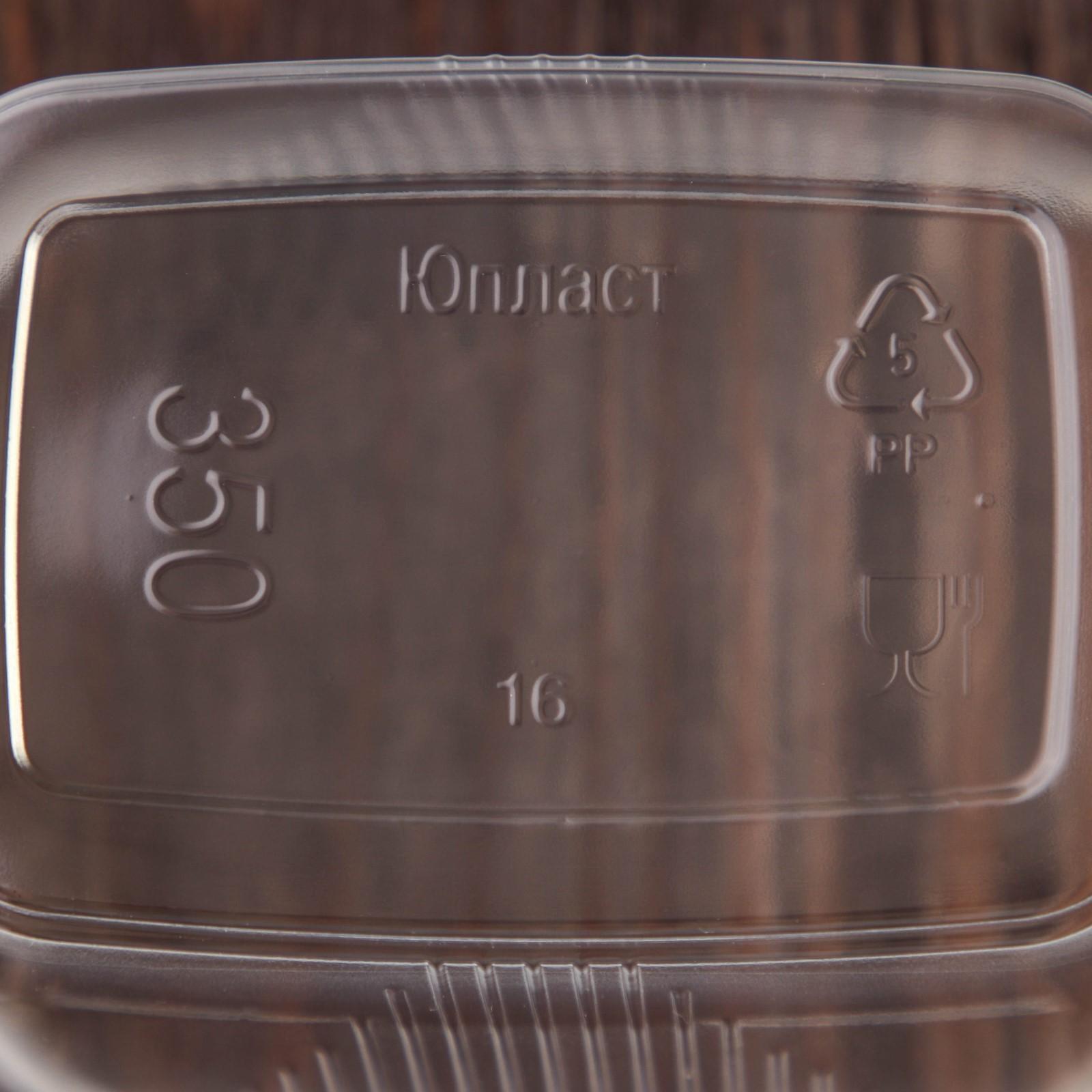 Набор одноразовых контейнеров с крышкой, 350 мл, 10,8×8,2×7 см, 10 шт, цвет прозрачный