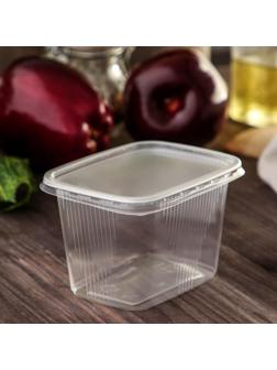 Набор одноразовых контейнеров с крышкой, 350 мл, 10,8×8,2×7 см, 10 шт, цвет прозрачный