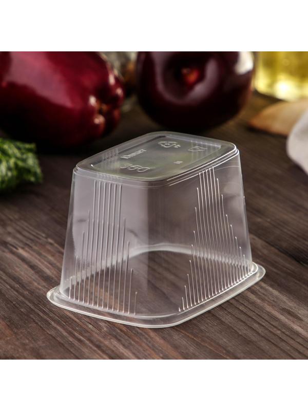 Набор одноразовых контейнеров с крышкой, 350 мл, 10,8×8,2×7 см, 10 шт, цвет прозрачный