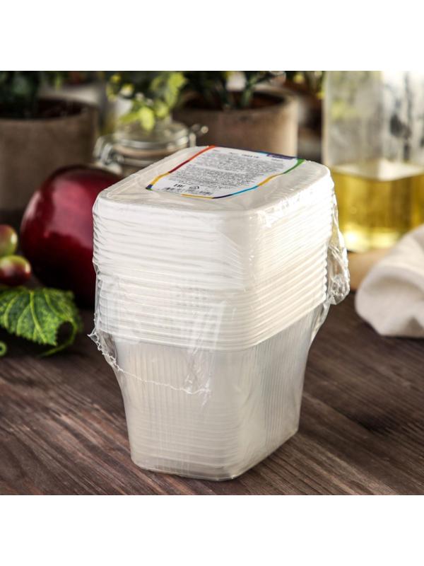 Набор одноразовых контейнеров с крышкой, 350 мл, 10,8×8,2×7 см, 10 шт, цвет прозрачный