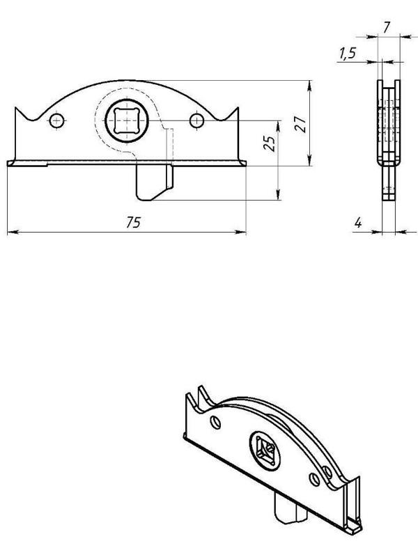 Завертка врезная ЗР3, покрытие цинк