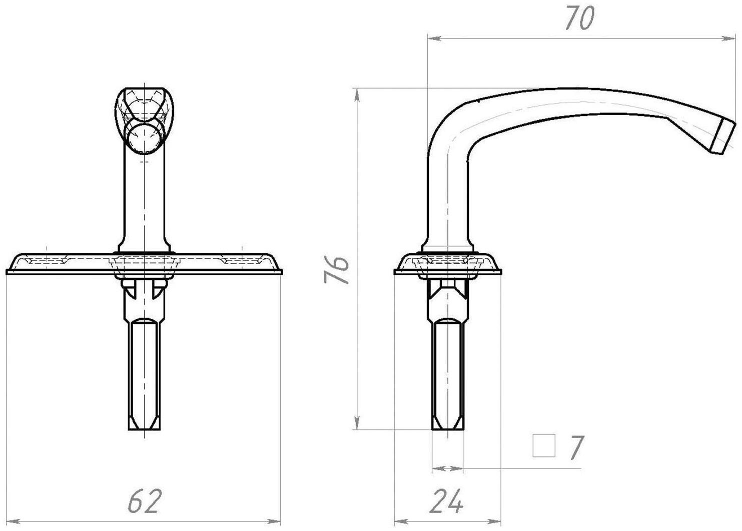 Ручка-завертка врезная Р1, покрытие цинк