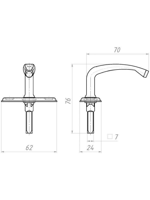Ручка-завертка врезная Р1, покрытие цинк