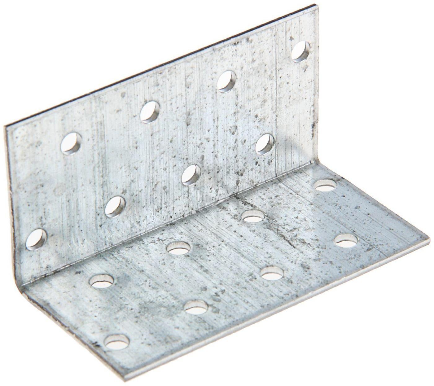 Уголок крепёжный 40 х 40 х 80 х 2 мм, оцинкованный