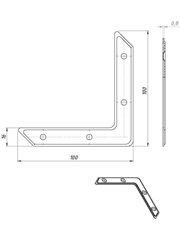 Угольник УГ-100, без покрытия