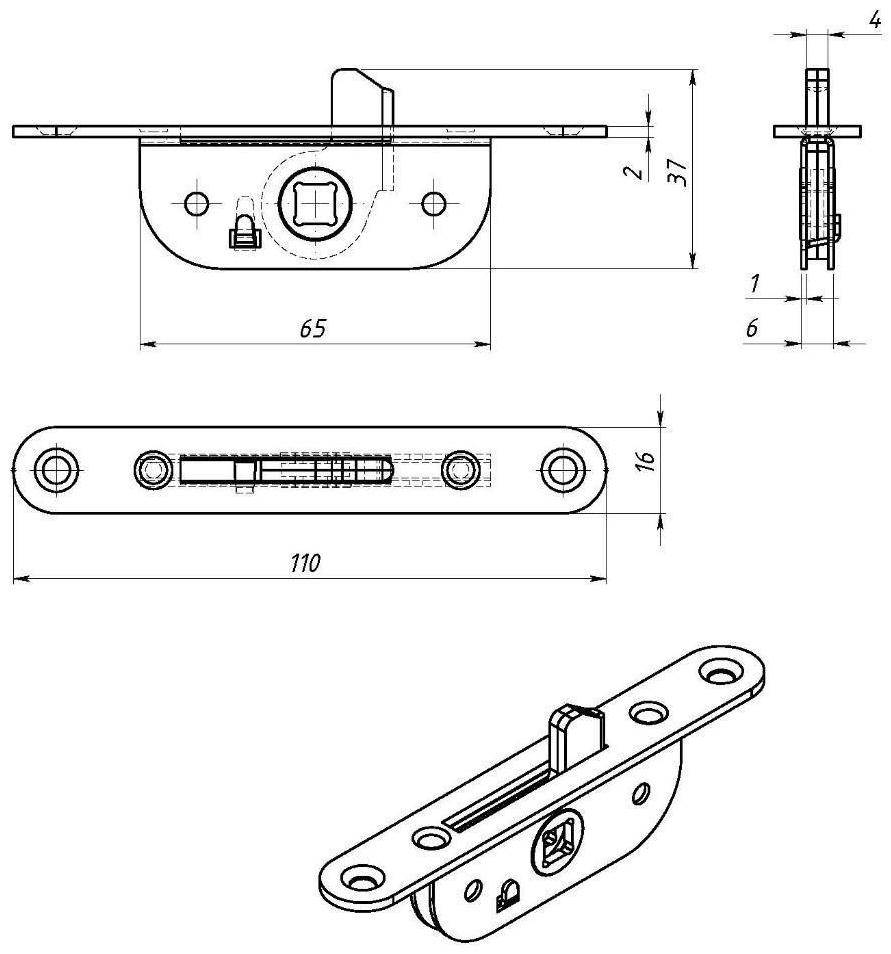 Завертка врезная ЗР2-2, покрытие цинк