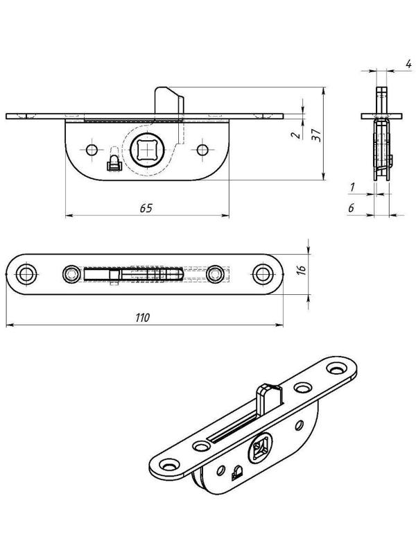 Завертка врезная ЗР2-2, покрытие цинк