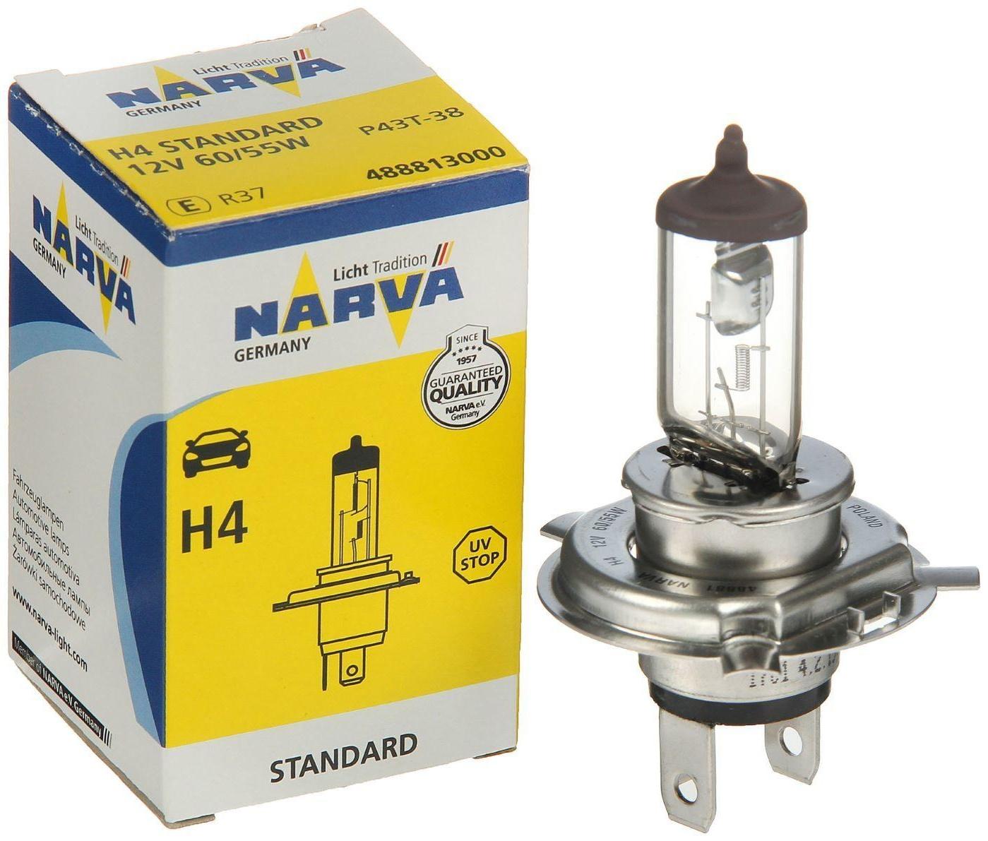 Лампа автомобильная Narva Standard, H4, 12 В, 60/55 Вт
